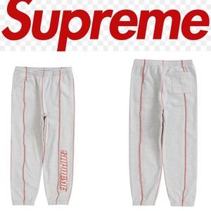 SUPREME Cover-stitch grey sweatpants 💕